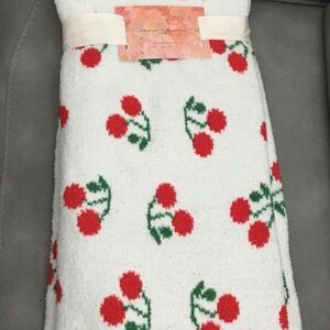 Cherry Blanket by Chelsea & Theodora - white with red and green